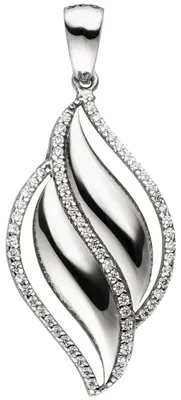 Produktbild von Anhänger aus 925 Silber mit 63 Zirkonia Halsschmuck 32,5x16,7mm glänzend