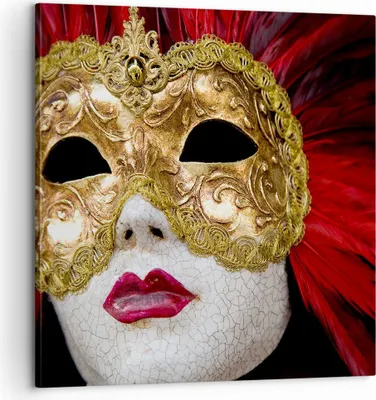Produktbild von Bild auf Leinwand - Leinwandbild - Venezianische Maske Kostüm Spaß Feder - 60x60cm - Wand Bild - Wanddeko - Leinwanddruck - Bilder - Kunstdruck - Leinwand bilder - Wandkunst - AC60x60-0437