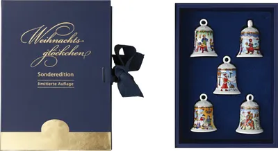 Produktbild von Hutschenreuther Setzkasten - 5 Miniglocken Porzellanglocken Weihnachtsglocken