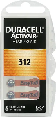 Zdjęcie produktu dla 6 x baterie do aparatów słuchowych Duracell ActivAir 312
