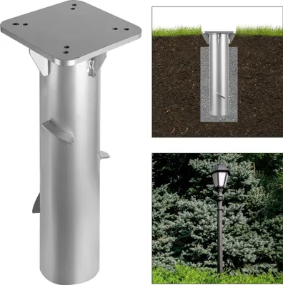 Image de Hengda Support pour parasol Ancrage au sol Support universel pour parasol Support métallique argenté 40 cm