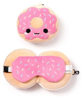 Obrázok produktu pre Relaxeazzz plyšový cestovný vankúš a maska na oči Adorasnacks donut