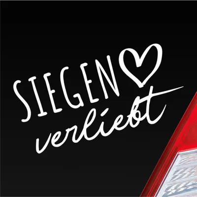Produktbild von Auto Aufkleber Siegen verliebt Herz Stadt Heimat Liebe Car 19x9 cm Weiss Matt Sticker Heckscheibenaufkleber