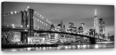 Produktbild von Leinwandbild brooklyn-brücke new york 150x50 cm Feeby grau wandbild bereit zum aufhängen