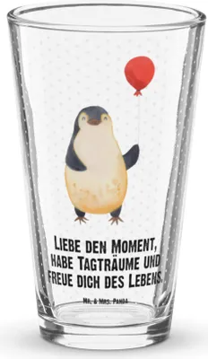 Produktbild von Mr. & Mrs. Panda Glas Pinguin Luftballon - Transparent - Geschenk, Geschenkidee, Liebe, Longdrinkglas, Freundin, Tumbler, Bierglas, Trinkglas, Cocktailglas