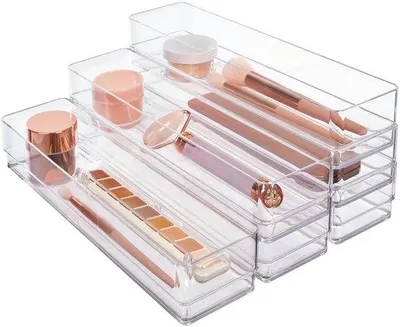 Produktbild von Klarsichtiger Kunststoff-Ladeneinzelteil-Organizer, 30x7x5cm, 6-teilig, transparent