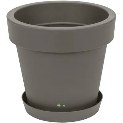 Produktbild von Blumentopf Übertopf inkl. Untersetzer Blumenkübel 30 cm x 27,1 cm Grauer Stein Pflanzkübel Pflanztopf Kunststoff