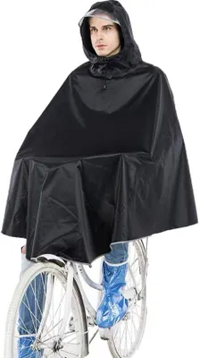 Immagine prodotto di Poncho impermeabile da bicicletta - Cappotto antipioggia multifunzionale - Nero