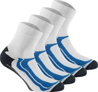 Produktbild von Rohner Basic Uni Quarter-Socken, 4er Pack - Quarter Sport, Baumwoll-Mix Weiß/Blau 35-38