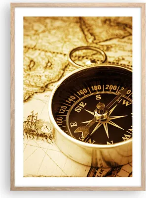 Produktbild von Gerahmtes Poster - Rahmen in heller Eiche - Kompass alt reisen Reise - 50x70 cm - Wand Bild - Wanddeko - Wandbilder - Wandposter - Bilderrahmen - Bilder - Kunstdruck - Wandbild - P2NPA50x70-2103