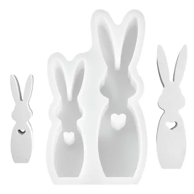 Produktbild von 3 Stück Osterhase Silikonform Gießformen für Gips Harz oder Seife DIY Basteln für Frühling und Ostern