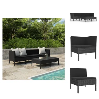 Produktbild von vidaXL 6-tlg. Garten-Lounge-Set mit Auflagen Poly Rattan Schwarz -  Gartenmöbel-Sets
