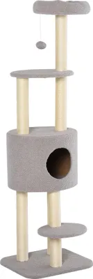 Obrázek produktu pro Škrabadlo pro kočky - Šplhací strom - 45×40×148 cm - 5 úrovní - 3 plošiny - Sisalové kmeny - Měkký plyš - Šedá barva