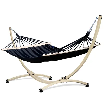 Produktbild von Potenza Outdoor Hängematte mit Gestell für 2 Personen I Stabhängematte XXL 220x160, 200kg I Verzinkter Hängemattengestell 220kg Wetterfest