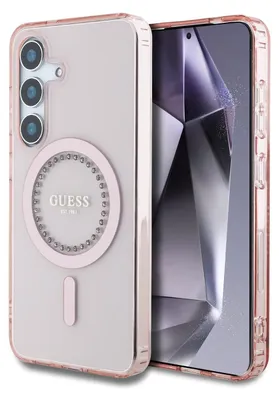 Immagine prodotto di Etui Guess Strass Stampato Logo Classico Magsafe Samsung Galaxy S25 Różowy