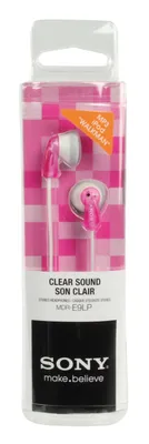 Produktbild von Sony MDR-E9LP, Kabelgebunden, 18 - 22000 Hz, Musik, 6 g, Kopfhörer, Pink, Weiß