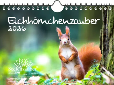 Produktbild von Eichhörnchenzauber DIN A5 Kalender für 2026 Eichhörnchen - Seelenzauber