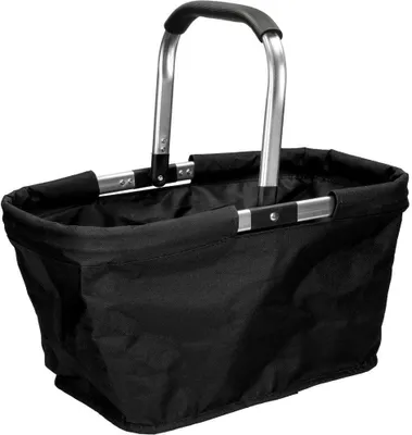 Produktbild von Einkaufskorb "Vigo" Faltbarer Einkaufskorb schwarz mit Aluminiumgriff | geräumige und stabile Einkaufstasche 30 Liter Füllvolumen | Klappkorb Schwarz