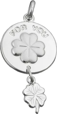 Produktbild von Anhänger Kleeblatt mit FOR YOU graviert 925 Silber Silberanhänger Glückszeichen