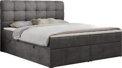 Produktbild von Boxspringbett zwei Bettkästen, Doppelbett mit Kopfstütze - FAST - 160x200cm - Dunkelgrau - H3
