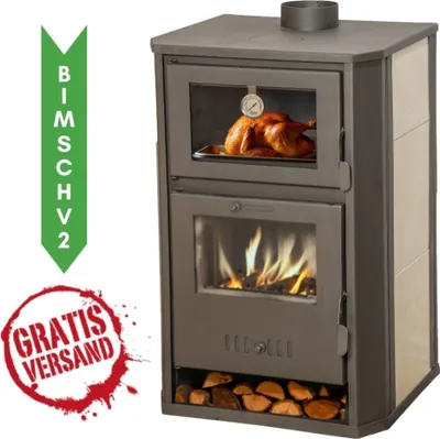 Produktbild von Kaminofen Holzofen Wasserführend mit Backfach Balkan Energy Modell Suzana Ceramic 11.6kW - 17.5kW