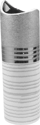 Zdjęcie produktu dla Gilde Vase, "Lavena", gestreift, Keramik, grau, weiß, VE 1, L. 13 cm, B. 13 cm, H. 44 cm 47220 4063387472200