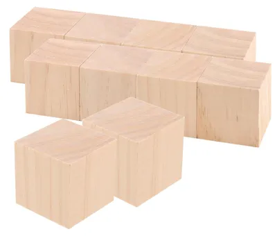 Zdjęcie produktu dla Klocki drewniane, kwadratowe, o wymiarach 5 x 5 cm, 10 sztuk, do projektów rękodzielniczych