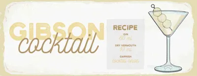 Produktbild von vianmo Holzschild 10x27 cm Gibson Cocktail Recipe Essen Trinken