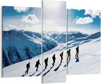 Produktbild von Bild auf Leinwand - Leinwandbild - 3 Teile - Berg Wanderung Gipfel - 95x80cm - Wand Bild - Wanddeko - Wandbilder - Leinwanddruck - Bilder - Wanddekoration - Leinwand bilder - Wandbild - CB95x80-4803