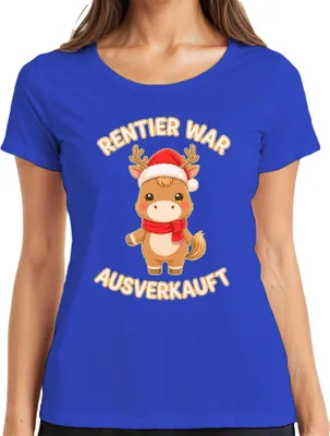 Produktbild von Rentier war t Weihnachten süß Geschenk Kinder lustig Damen T-Shirt, Blau, S