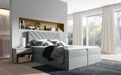 Produktbild von Kontinentales Bett IVANA 6 – 180x200, grau + Gratis-Topper