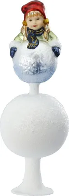 Produktbild von Christbaumspitze Mädchen mit Schneeball Glas 23cm weiß / bunt, 1 Stück