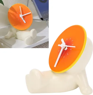 Produktbild von Leise Keramik-Tischuhr mit niedlicher Sonnenuntergangsstatue, batteriebetriebener Tischdekoration für das Wohnzimmer