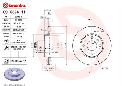 Zdjęcie produktu dla Tarcza hamulcowa BREMBO 09.C824.11