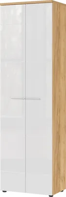 Produktbild von Garderobenschrank "389" in braun | weiss mit 2 Türen und 5 Einlegeböden. Abmessungen (BxHxT) 60x198x41 cm