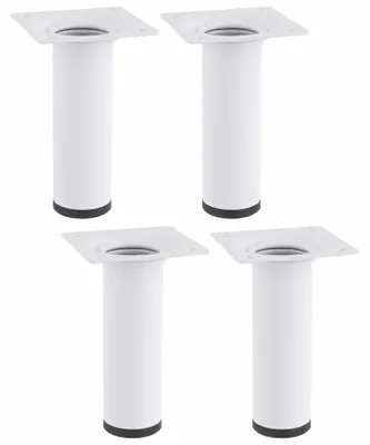 Produktbild von WAGNER Möbelbein CLASSIC 4tlg. Set - Ø 30 x 100 mm, Anschraubplatte 60 x 60 mm, Innengewinde Ø 10 mm, Stahl weiß- 12161004