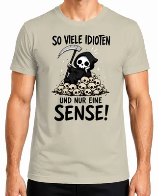 Productafbeelding van Zoveel idioten, en slechts één "Sense"-uitspraak. Sarcasme, ironie. Heren T-shirt, natuur, XXL