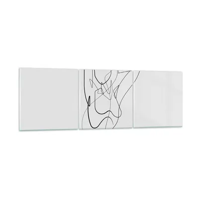 Produktbild von Bilder auf glas - 3 Teile - Frau Bleistift Linie - 150x50cm - Glasbilder - Wandbilder - Bilder - zum Aufhängen bereit - Wanddekoration aus Glas - Glas Bilder - Wandbild auf Glas - GCA150x50-4991