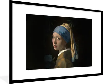 Produktbild von MuchoWow® Gerahmtes Poster Das Mädchen mit dem Perlenohrring - Vermeer - Pflanzen 90x60 cm - Poster mit Schwarzem Bilderrahmen Wandposter Rahmen Foto Bilder - Wanddekoration - Fotos