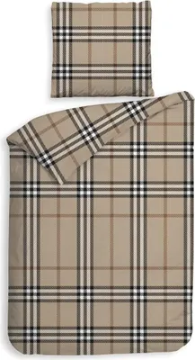 Produktbild von Heckett and Lane Leonardo Bettwäsche 135 Beige Bettwäsche 1 x Bettbezug 135x200 + 1 x Kopfkissenbezug 80x80 Beige Kariert natur