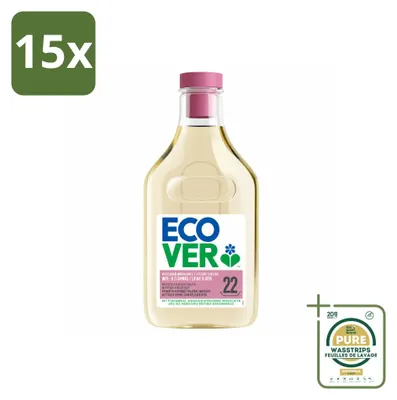 Produktbild von 15 x Ecover Feinwaschmittel Wolle & Feines - Wasserlilie & Honigmelone - 1 Liter - Vorratspackung - 15 Stücke