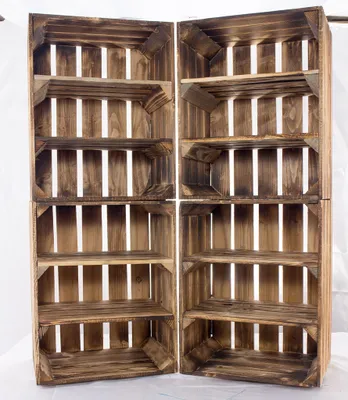Produktbild von 5x GEFLAMMTE HOLZKISTEN / mit 2 REGALBRETTERN / NEU / 40x30x50 cm / Regal, Deko oder Pflanzen