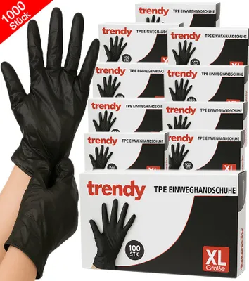 Produktbild von 1000x TPE Einweghandschuhe XL Schwarz | Professionelle Einmalhandschuhe | Puderfrei & Latexfrei | Für Gastronomie, Friseur, Kosmetik, Pflege & Küche