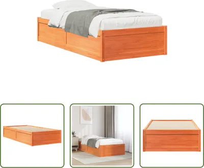 Immagine prodotto di The Living Store letto in legno massiccio cera marrone 75x190 cm pino