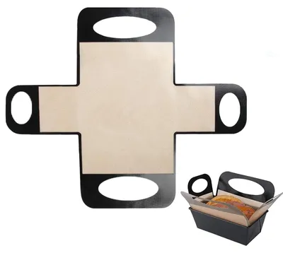 Image de Tapis de cuisson en silicone, tapis de cuisson réutilisable, insert pour moules à pain – Tapis de cuisson antiadhésif avec 4 poignées pour moules à pain de 700 g – Tapis en silicone inodore (90 g) pour transporter la pâte