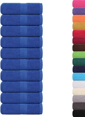Zdjęcie produktu dla Ręczniki dla gości vidaXL FROGN, 10 szt., niebieskie, 30 x 50 cm, 360 g/m²