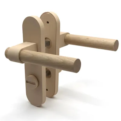 Produktbild von Türdrücker-Garnitur mit Langschild | Beige | Modernes Design | Nachhaltiger -Kunststoff | Komplett-Set inkl. Montagematerial