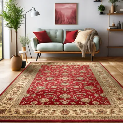 Produktbild von Simpex24 Orientalischer Teppich Wohnzimmer , Schlafzimmer , Esszimmer , Modern Boho Design Teppich , Rot - 2 Größe: 300 x 400 cm