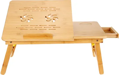 Immagine prodotto di Supporto di bambù per notebook e scrivania da letto Supporto di raffreddamento per divano con cassetto - S