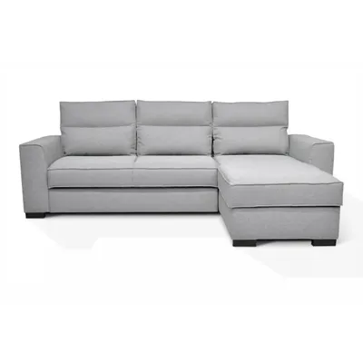 Produktbild von Wende-Ecksofa MONTREAL für 4 Personen – hellgrauer Stoff – 247 x 158 x 92 cm – HEXAGONE